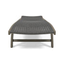 Outdoor Chaise Lounge With Pull Out Tray And Wicker Seat - Gray