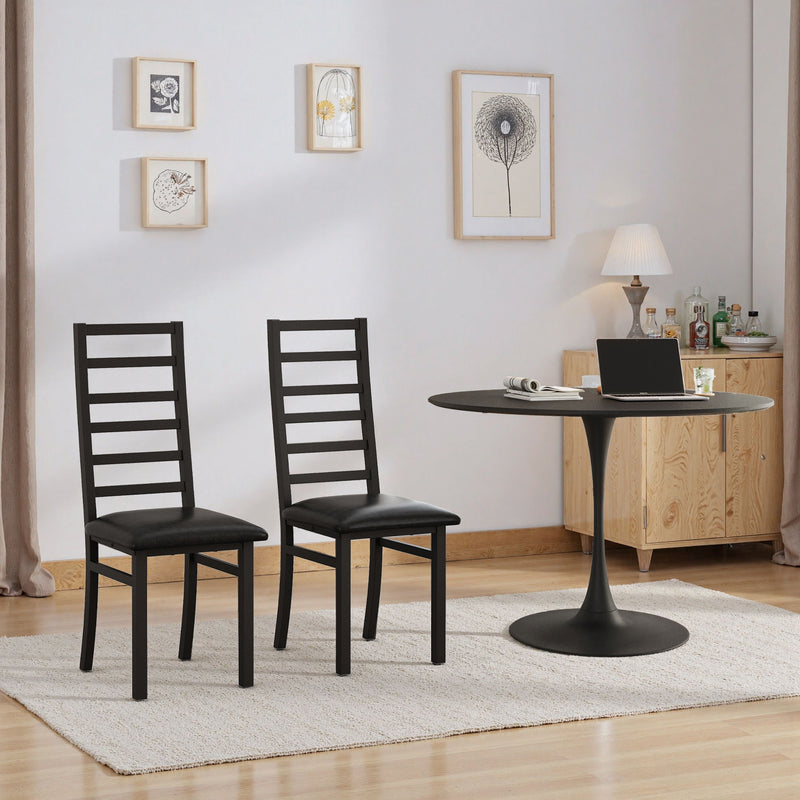 Metal Dining Chairs With Steel Legg, High Back Armless Design