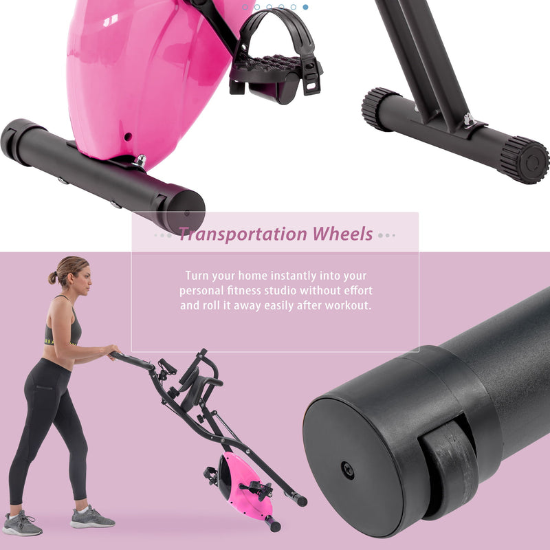 Exercise Bike Folding Stationary Bikes For Home With 16 Level Magnetic Resistance