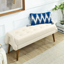 Modern Living Room Bench With Looped Yarn Fabric And Rubber Wooden Legs