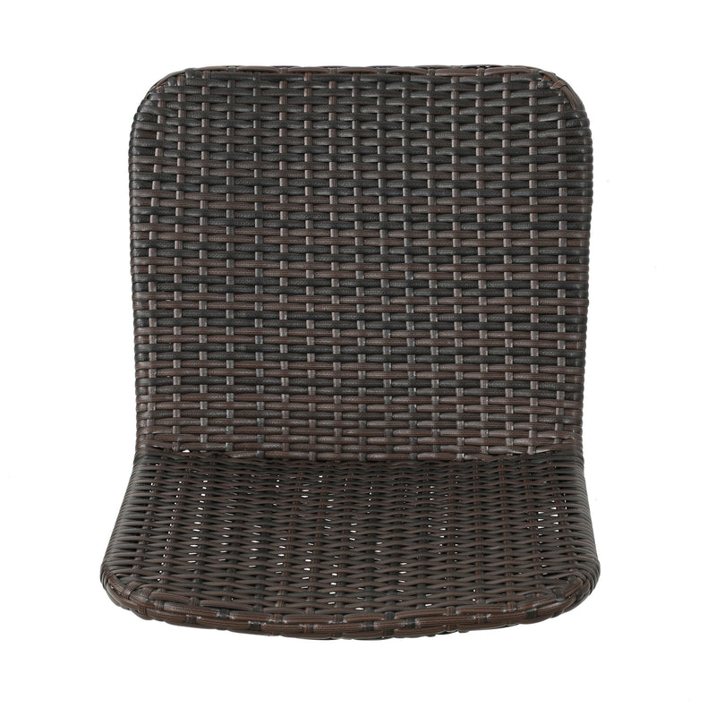 Outdoor Rattan Barstools With Black Brush Copper Iron Frame (Set of 2) - Multi Brown