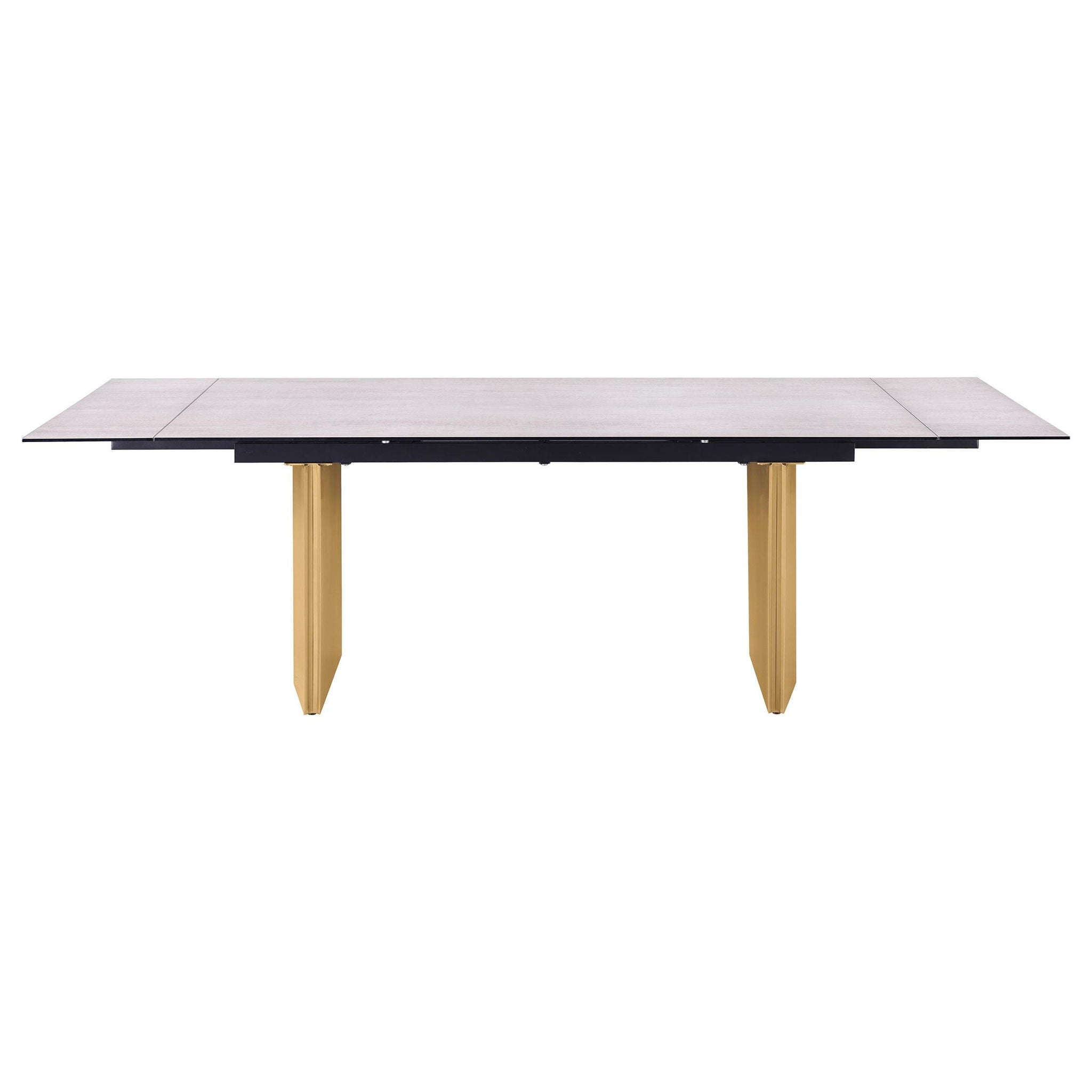 Vesa 97-inch Glass Top Extension Dining Table Beige