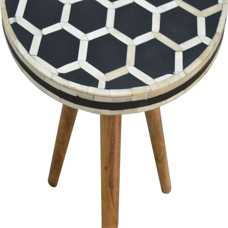 Inlay - Bone Tripod Stool - Beige / White