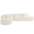 Extra Large Sectional Sofa Soft Fabric Upholstery, Elegant Curved Design With 3 Round Cushions, High - Resilience Foam For Ultimate Comfort - Beige