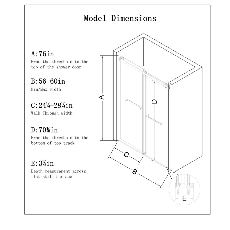 Frameless Double Sliding Soft Close Bathtub Shower Door, 5 / 16" Clear Nano Coated Tempered Glass And 304 Stainless Steel Handle - Brushed Nickel