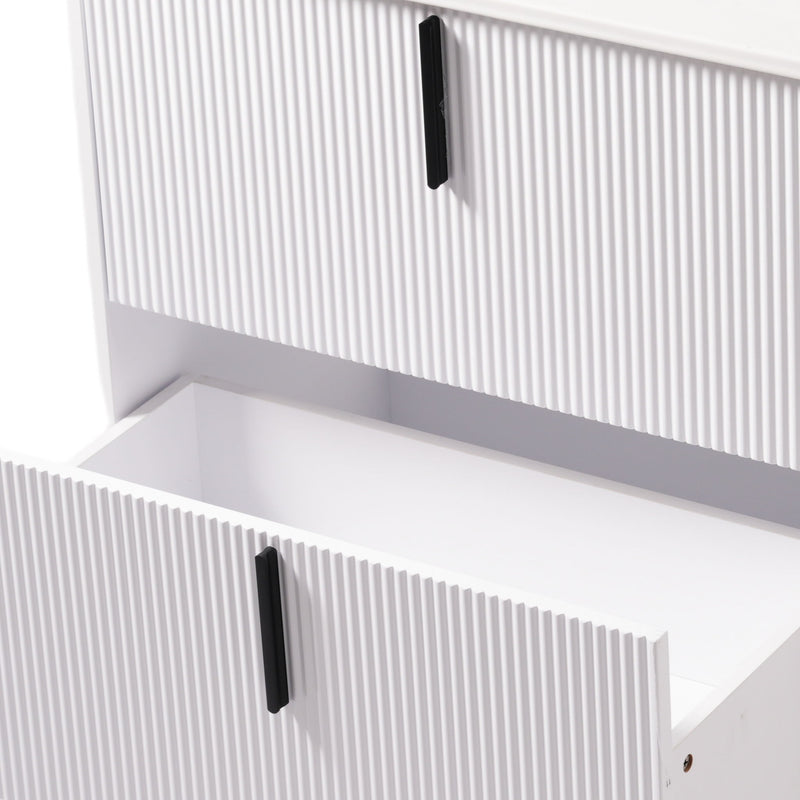 Bathroom Vanity With Ceramic Sink, Fluted Design