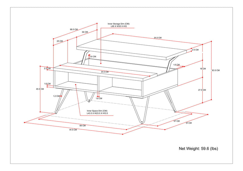 Hunter - Handcrafted Lift Top Coffee Table