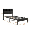 Modern Metal Platform Bed Frame With Storage Headboard And Charging Station
