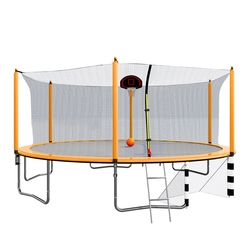 16Ft Trampoline With Basketball Hoop Pump And Ladder (Inner Safety Enclosure) With Soccer Goal