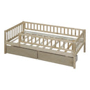 Twin Size Daybed Wood Bed with Two Drawers, Natural