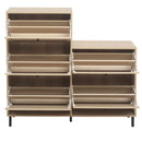 Modern Rattan 5 Door Shoe Storage Cabinet For Entryway Freestanding Design - Natural