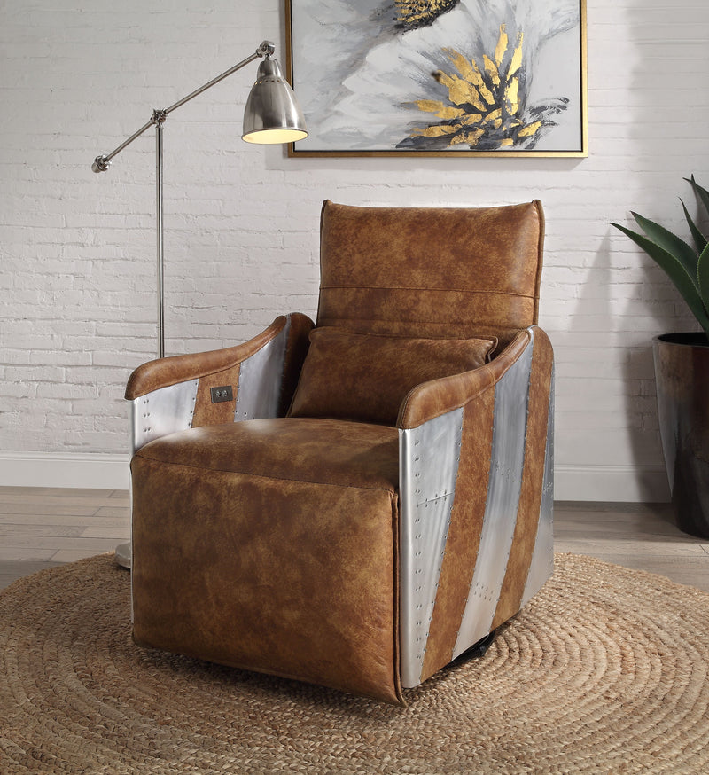 Qalurne - Power Motion Recliner With Swivel - Two Tone Mocha