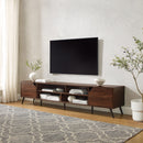 Contemporary 2 Door Minimalist TV Stand For TVs Up To 90" - Dark Walnut
