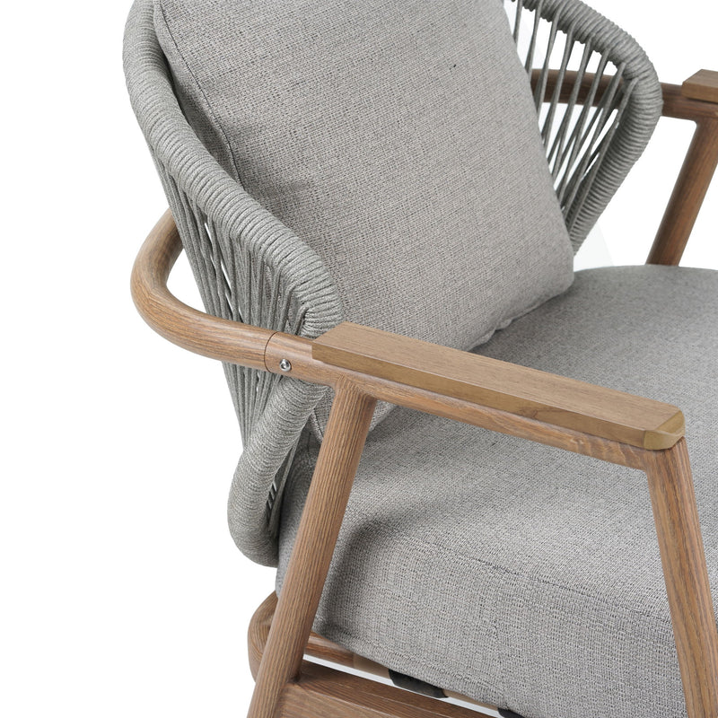 Orla - Outdoor Rope Club Chair, Cushion (Set of 1) - Teak / Taupe