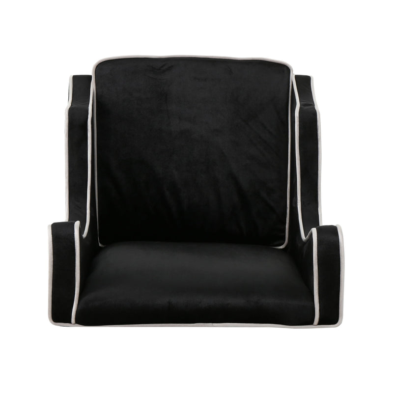 Elegant Velvet Club Chair With Tonal Piping