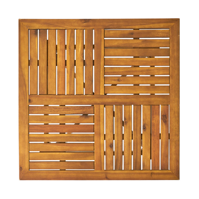 Outdoor Rectangular Table With Curved Legs And Perpendicular Wooden Slats Table Top