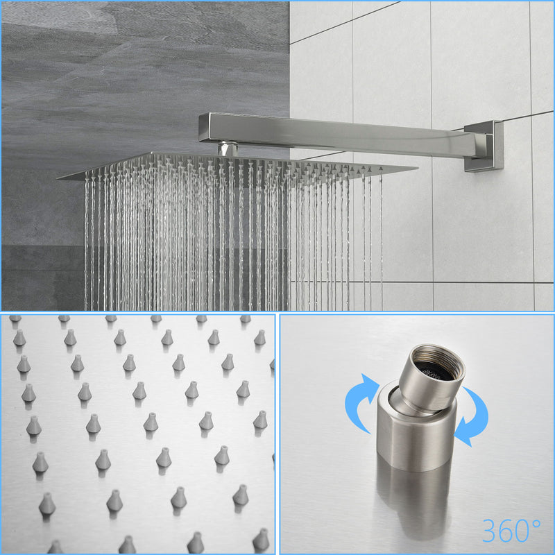 Modern Shower System With Adjustable Slide Bar, Stainless Steel And Brass Construction