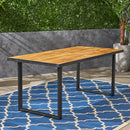 Outdoor Dining Table With U Shape Legs And Slat Top Table - Teak