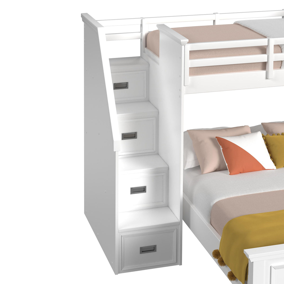 Hampton Kids Loft With Staircase And Desk With Speaker Bedroom Set in Black by Elements International, view 14