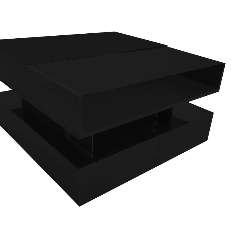 Lift Top Coffee Table With 2 Drawers, Hidden Space And LED Lights For Living Room