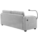 Corduroy Sleeper Sofa Loveseat Sofa With Full Size Mattress, 2 USB Ports, 2 Cup Holders, 2 Side Pockets And Phone Holder