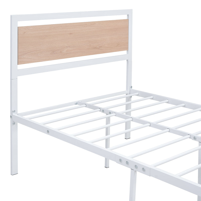 Platform Bed, Metal And Wood Bed Frame With Headboard And Footboard