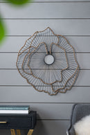 Metal Flowers Wall Decor, Transitional Wall Floral Sculpture For Foyer Porch Hallway Entrance (Set of 3) - Gold