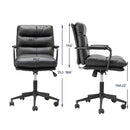 Office Chair Mid Back Desk Chair Modern Excutive Office Chair With Arms And Wheels For Home Office - Black