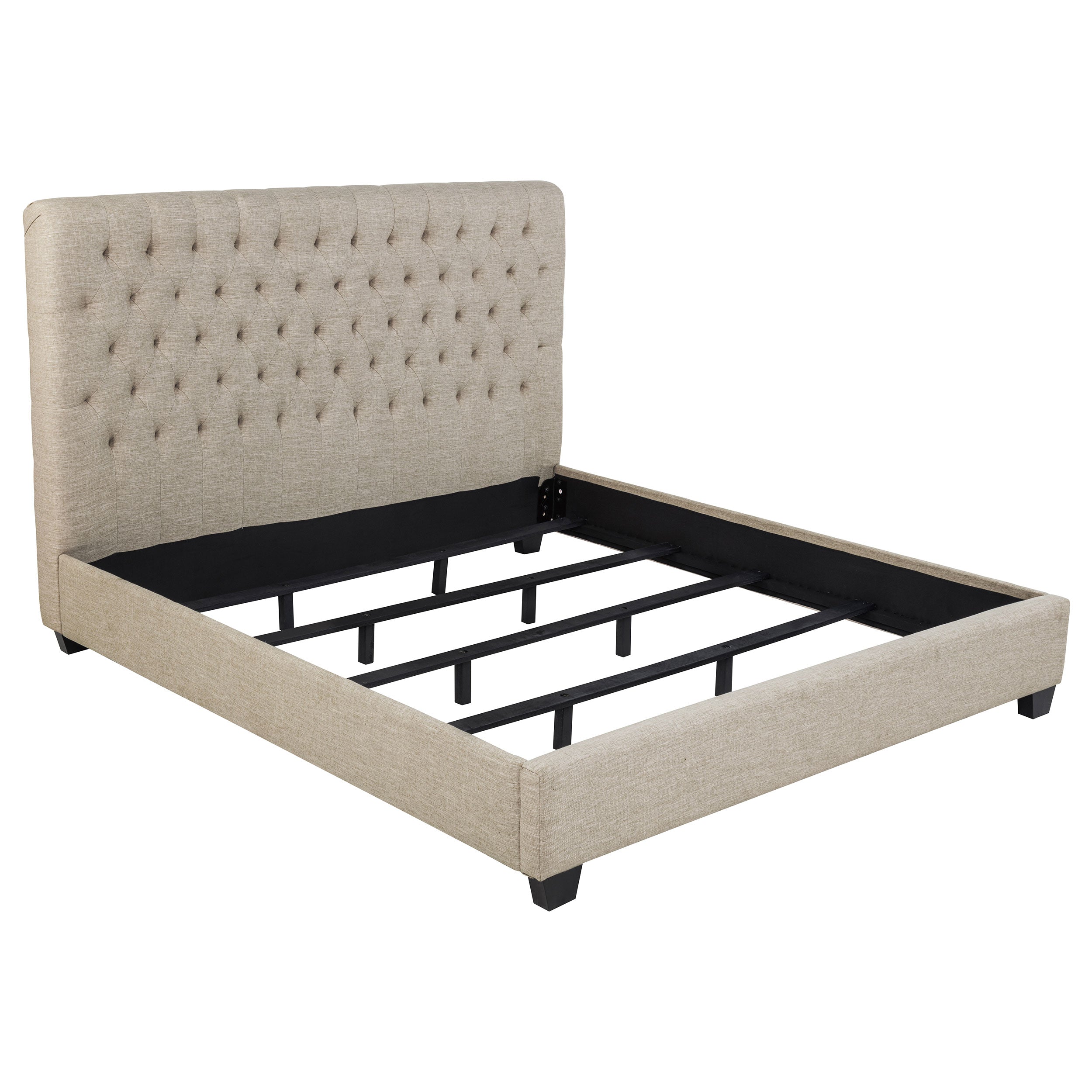 Chloe Upholstered Eastern King Panel Bed Oatmeal — view 1