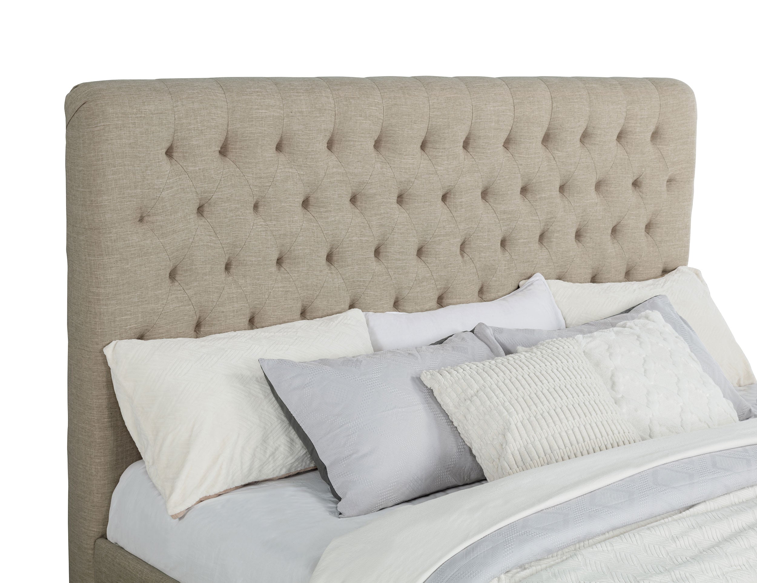 Chloe Upholstered Eastern King Panel Bed Oatmeal — view 7