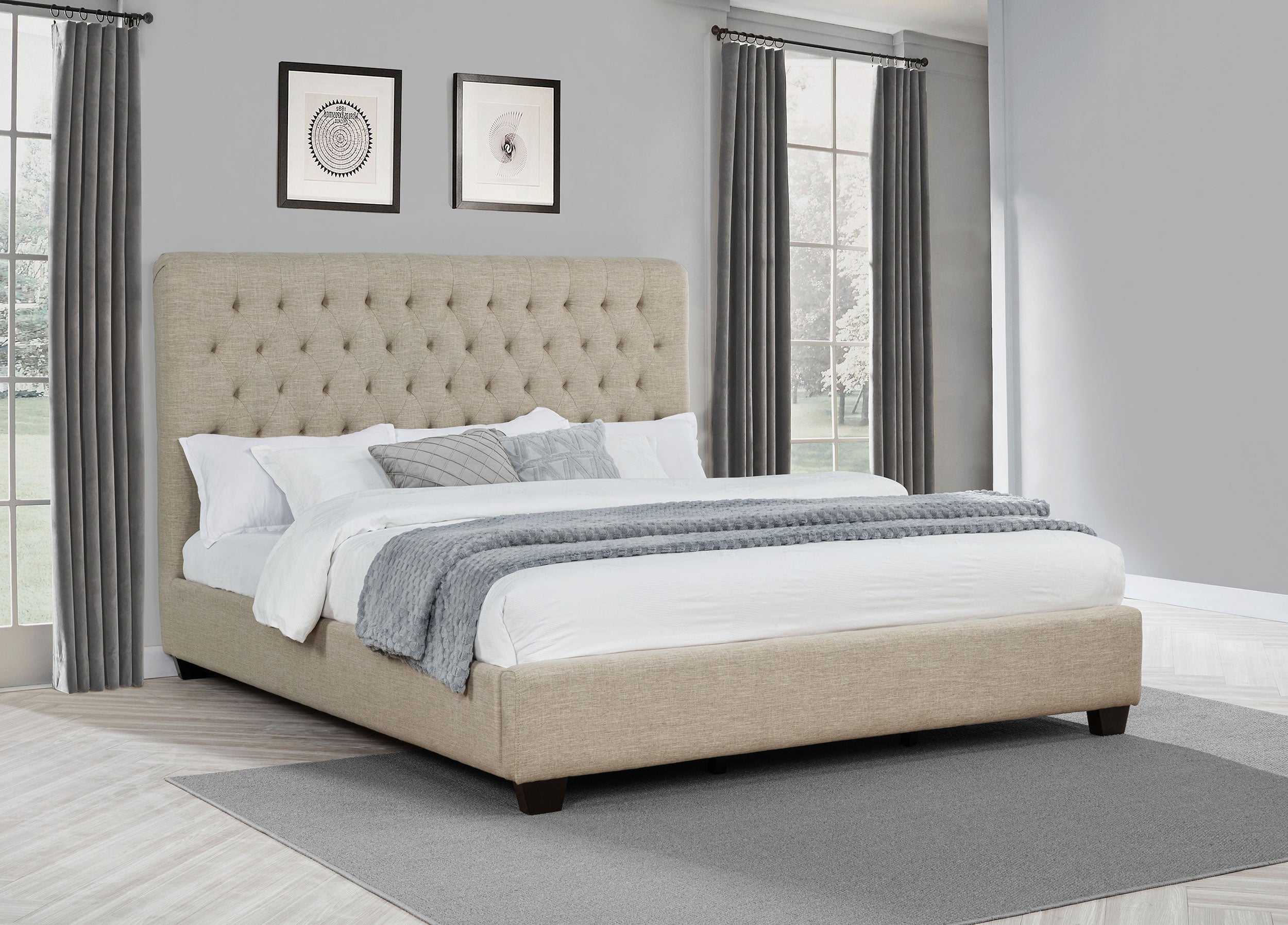 Chloe Upholstered California King Panel Bed Oatmeal — view 2