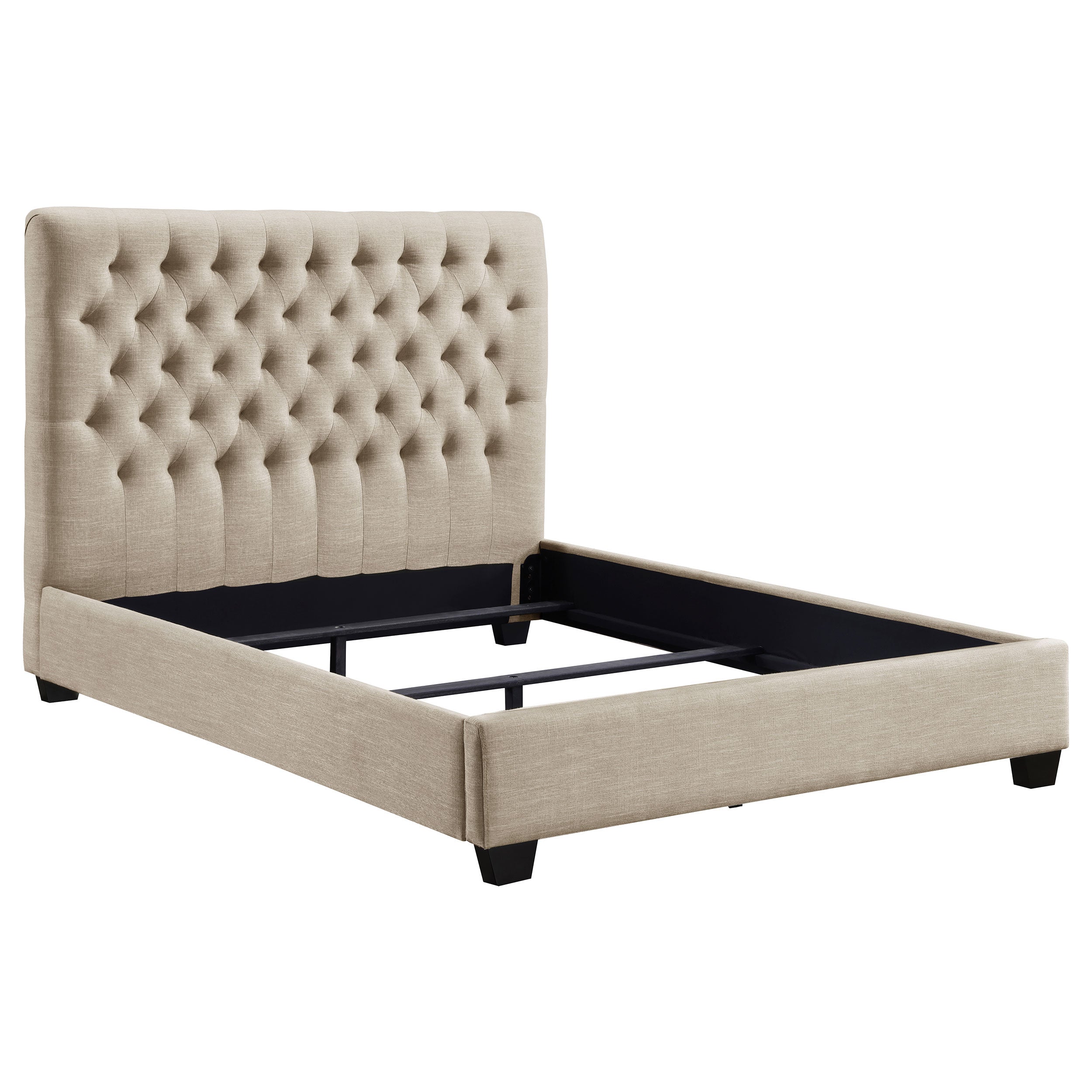 Chloe Upholstered Queen Panel Bed Oatmeal — view 1