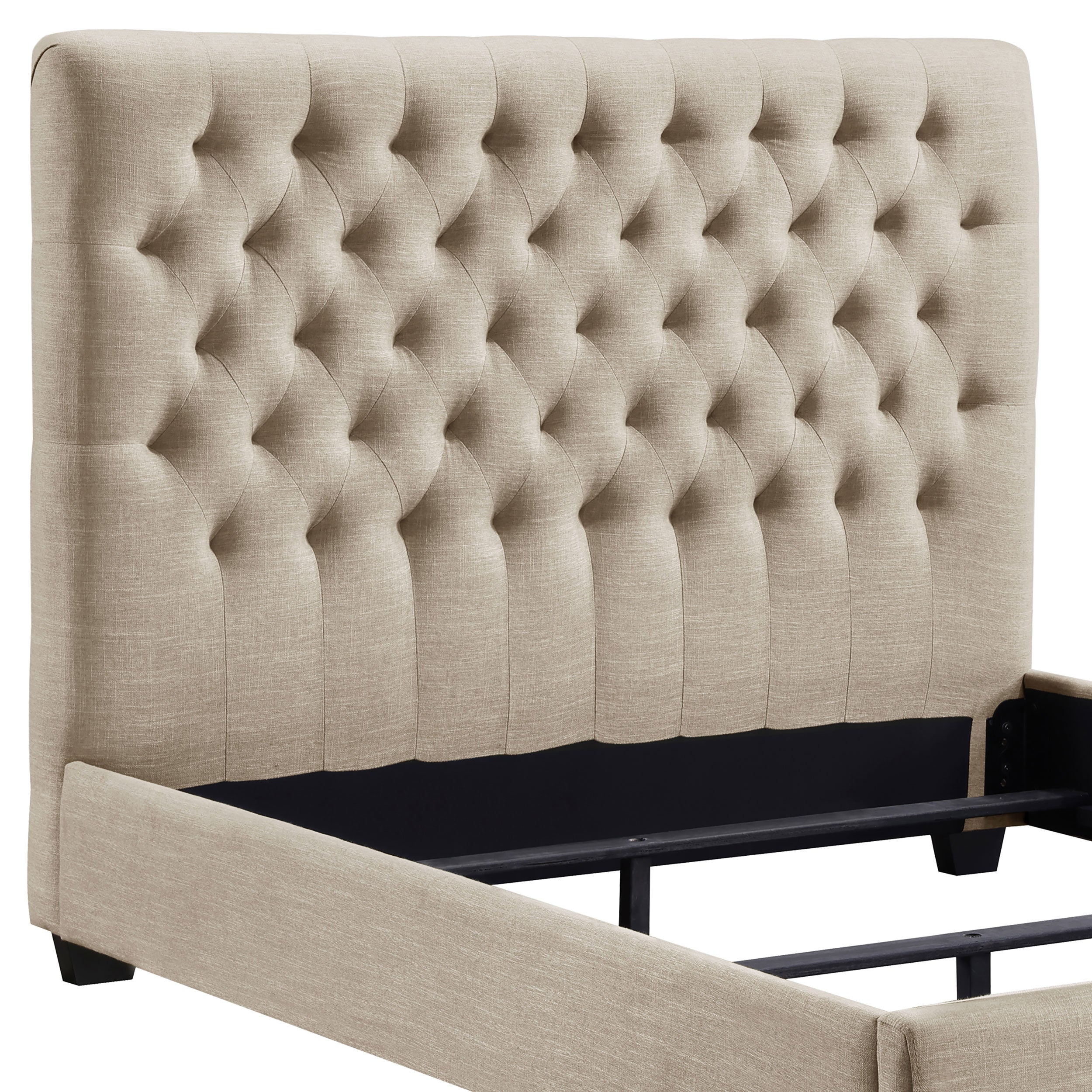 Chloe Upholstered Queen Panel Bed Oatmeal — view 5
