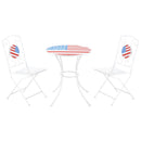 3 Piece Patio Bistro Set, Folding Outdoor Furniture with USA Mosaic Table and Chairs, 
Portable Metal Frames for 4th of July, Balcony, Backyard, Poolside, Porch, American Flag