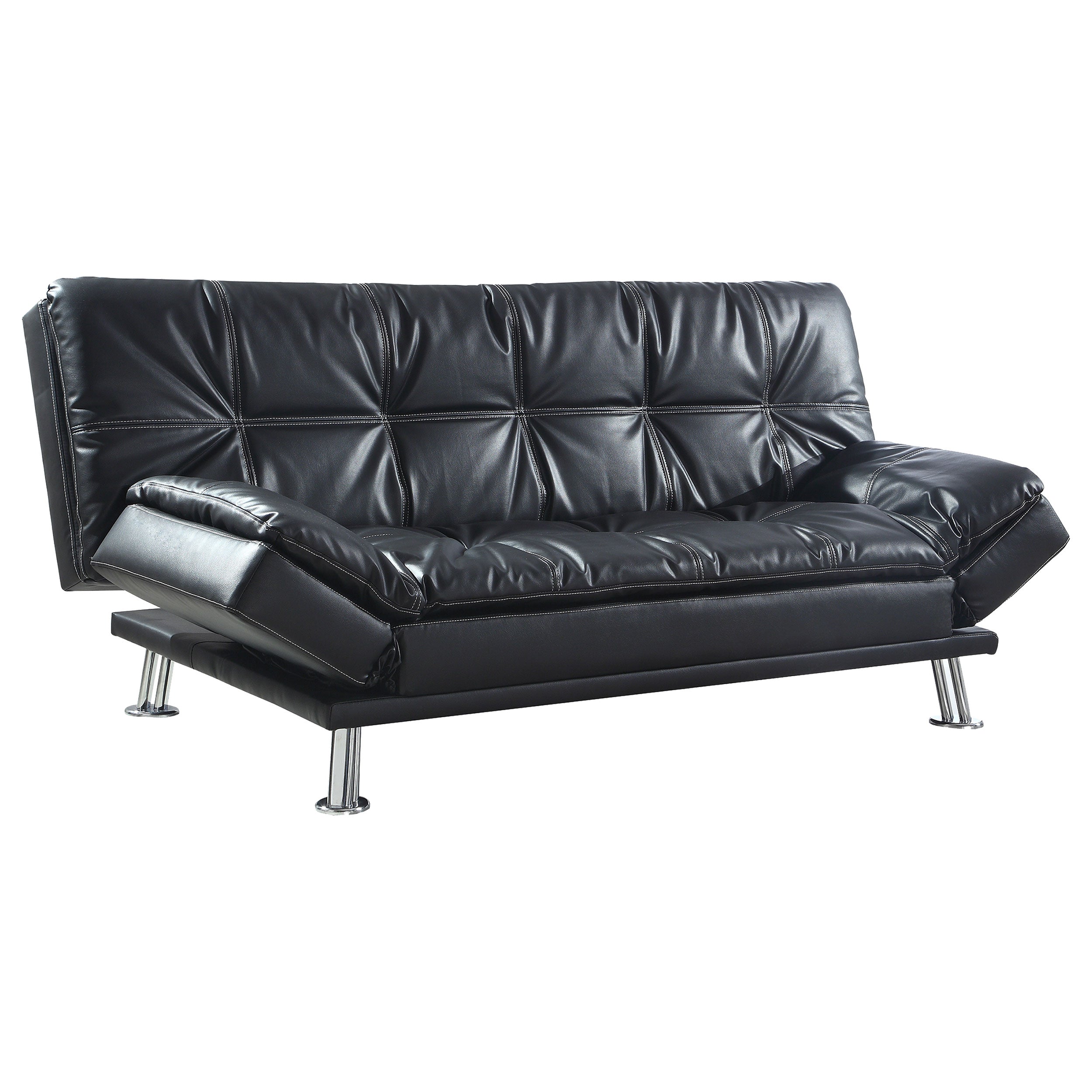 Dilleston Upholstered Tufted Convertible Sofa Bed Black — view 1