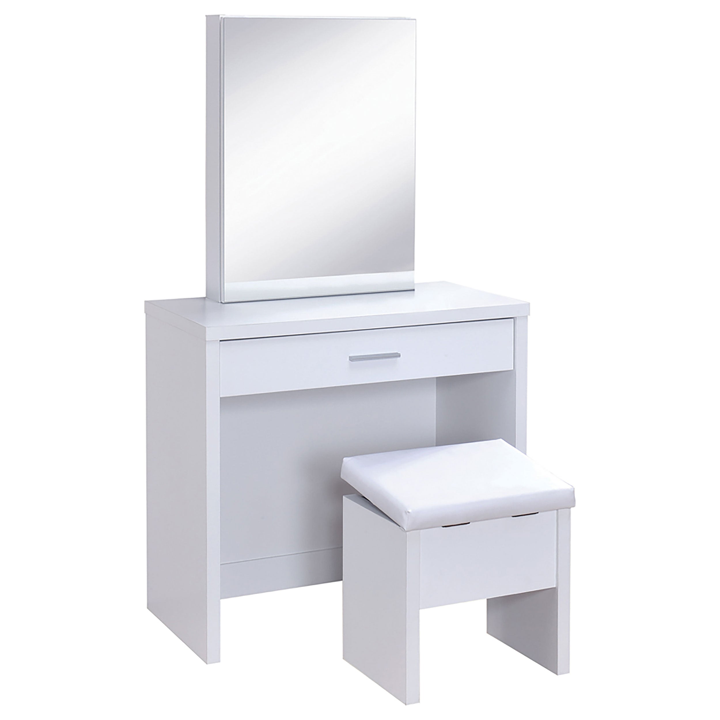 Harvey Vanity Set with Lift-Top Stool White — view 1