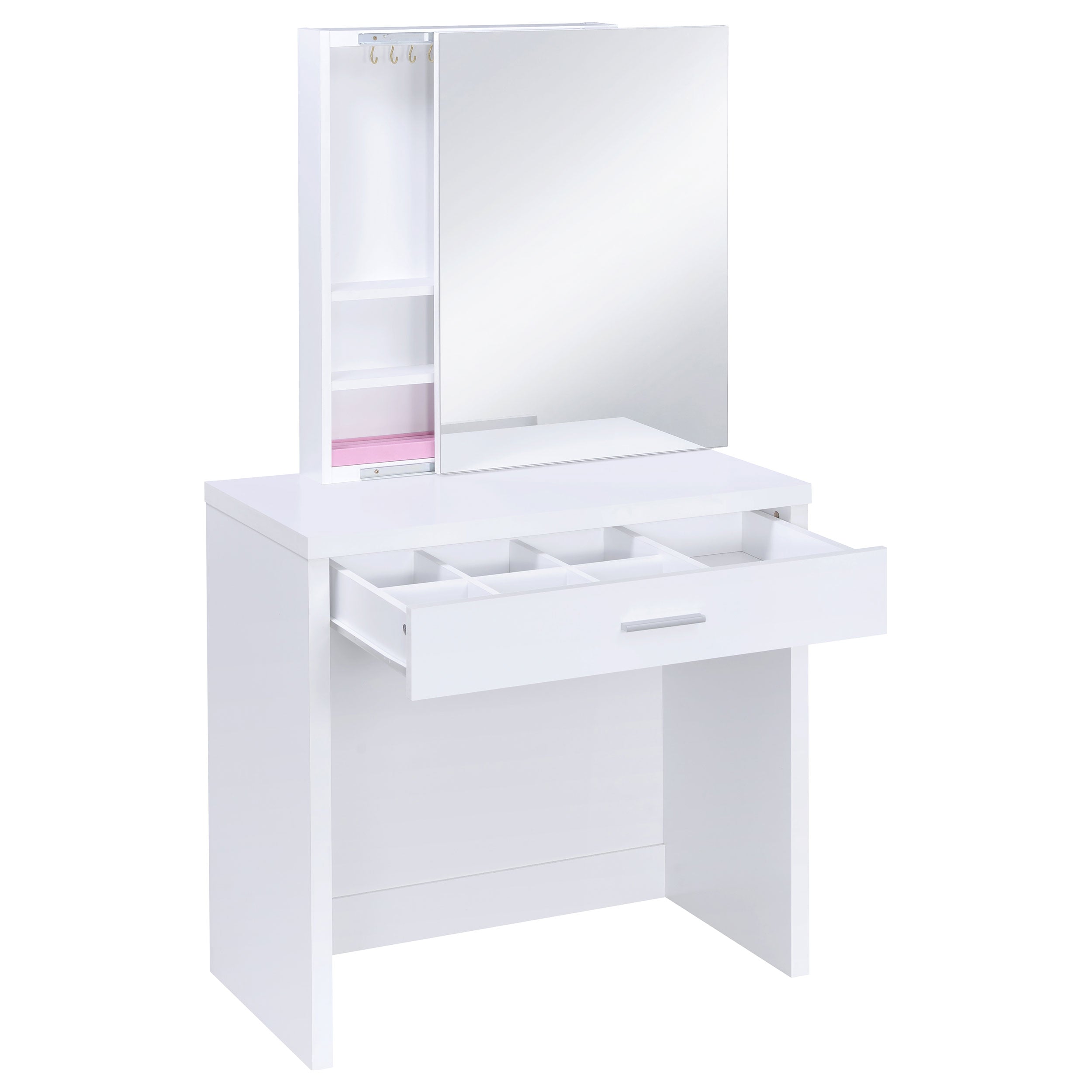 Harvey Vanity Set with Lift-Top Stool White — view 5