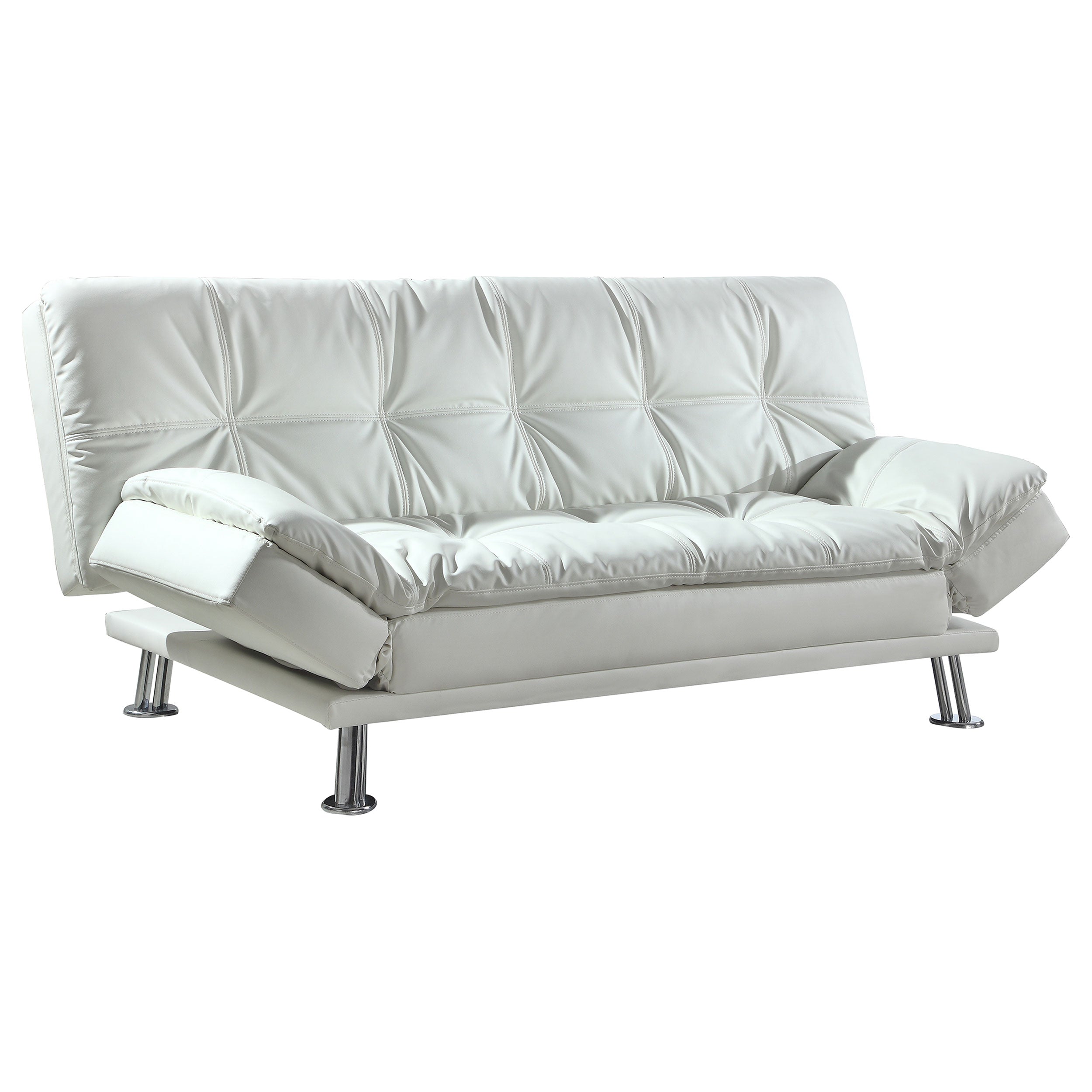 Dilleston Upholstered Tufted Convertible Sofa Bed White — view 1