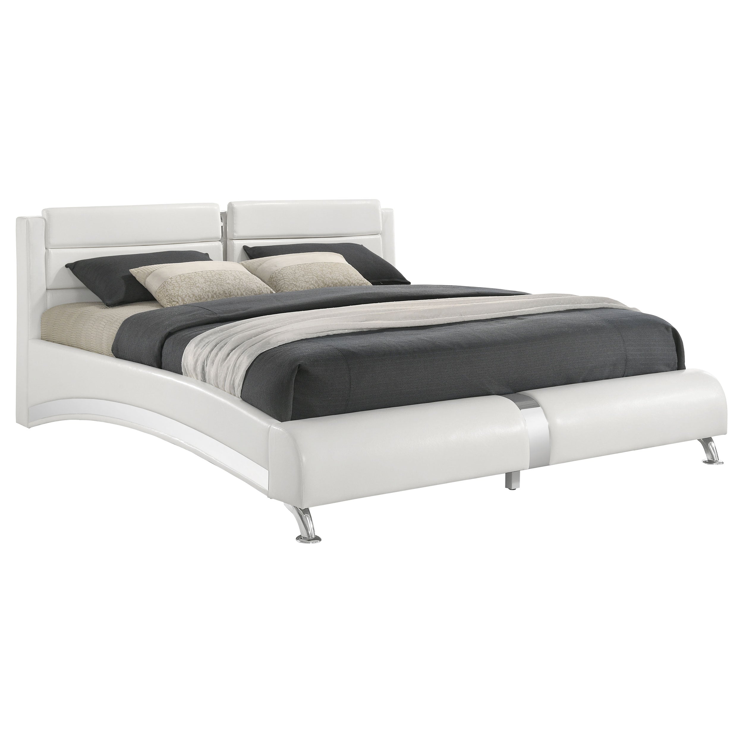 Jeremaine Upholstered California King Sleigh Bed White — view 1