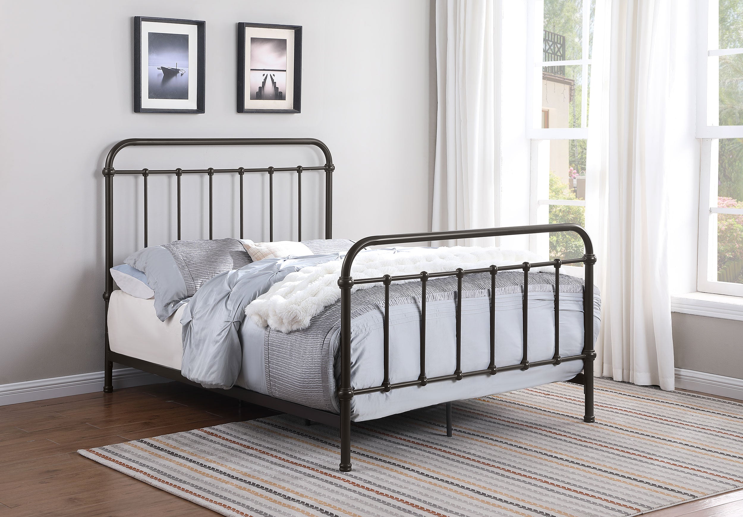Livingston Metal Full Open Frame Bed Dark Bronze — view 2
