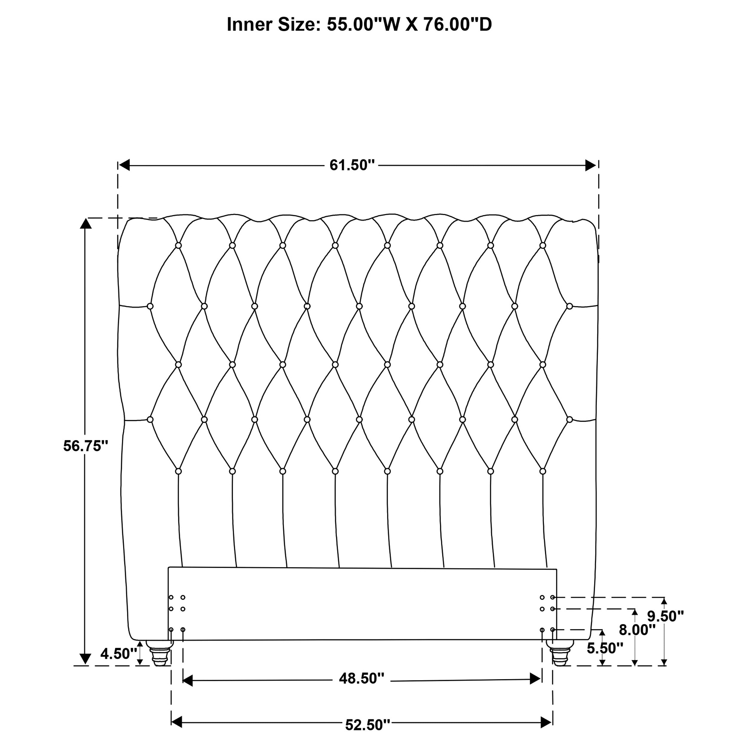 Devon 57-inch Upholstered Full Headboard Beige — view 7