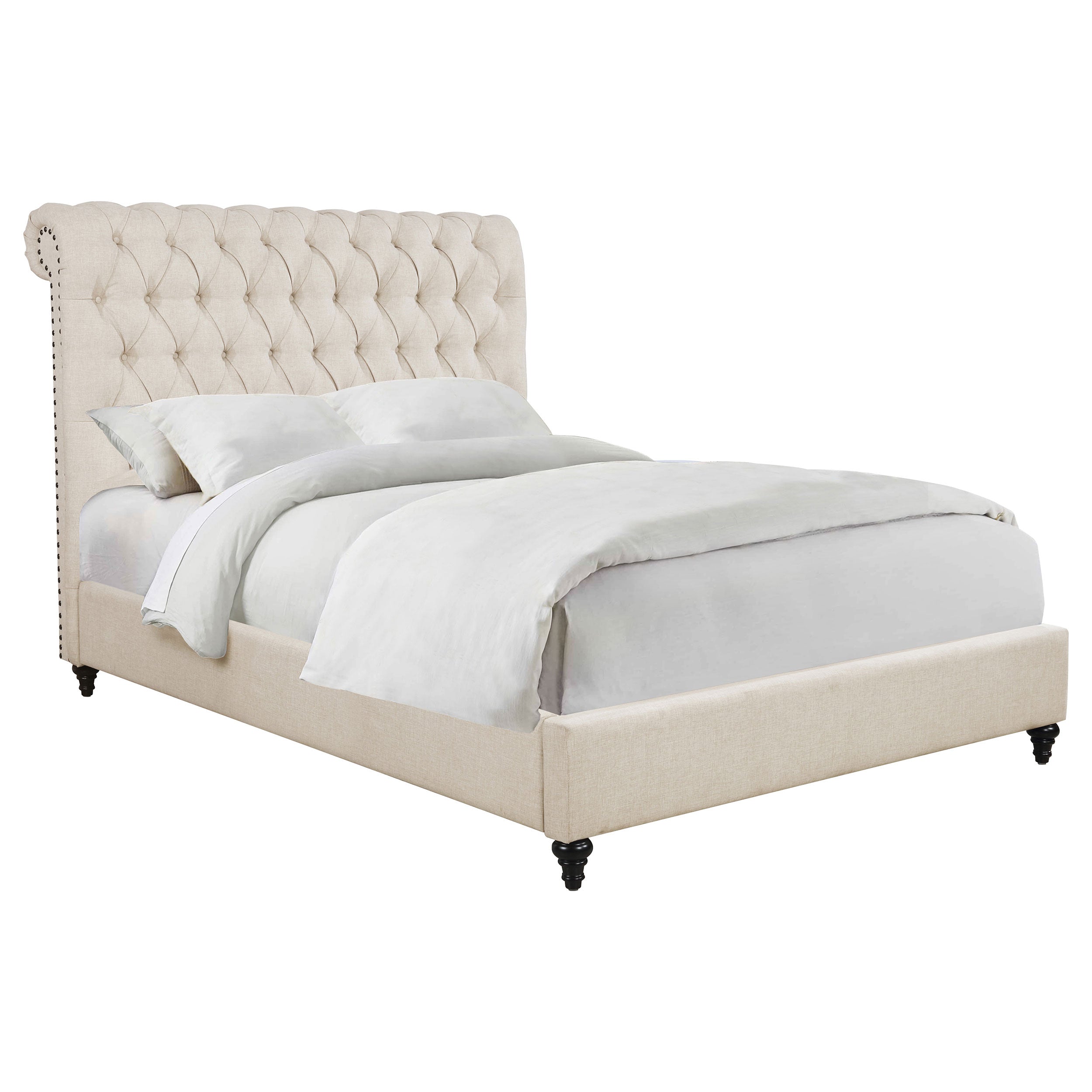 Devon 57-inch Upholstered Eastern King Panel Bed Beige — view 3