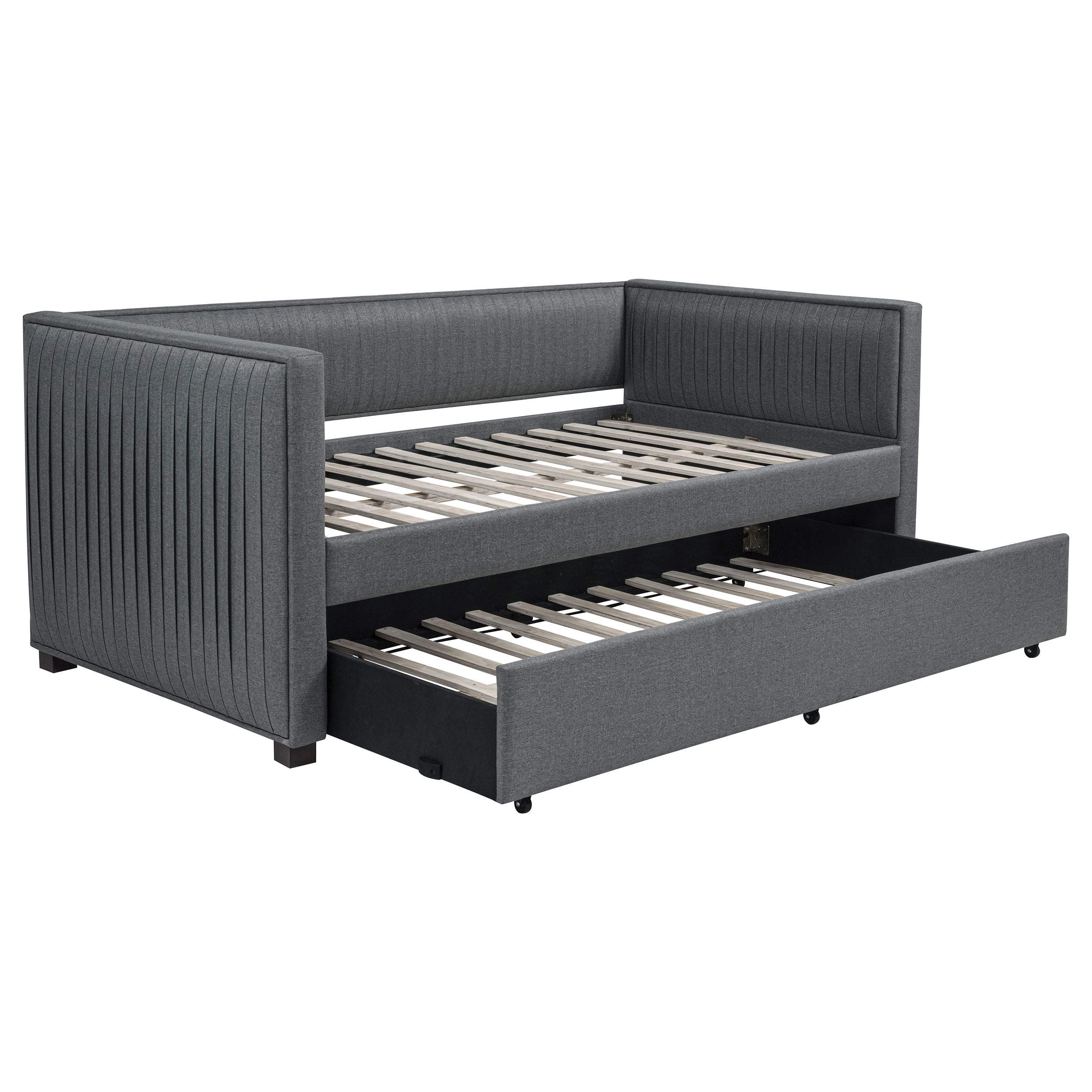 Brodie Upholstered Twin Daybed with Trundle Grey — view 1