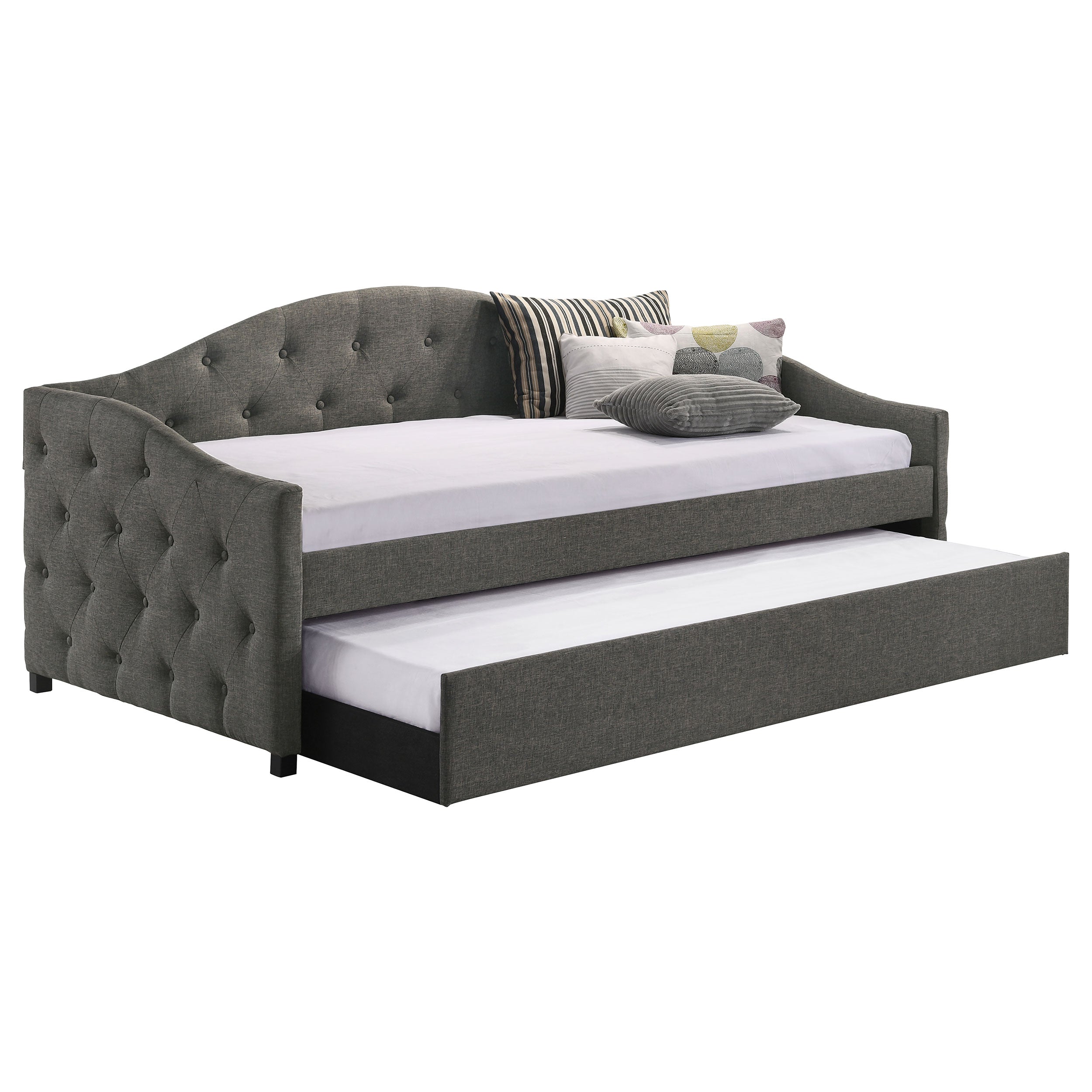 Sadie Upholstered Twin Daybed with Trundle Grey — view 3