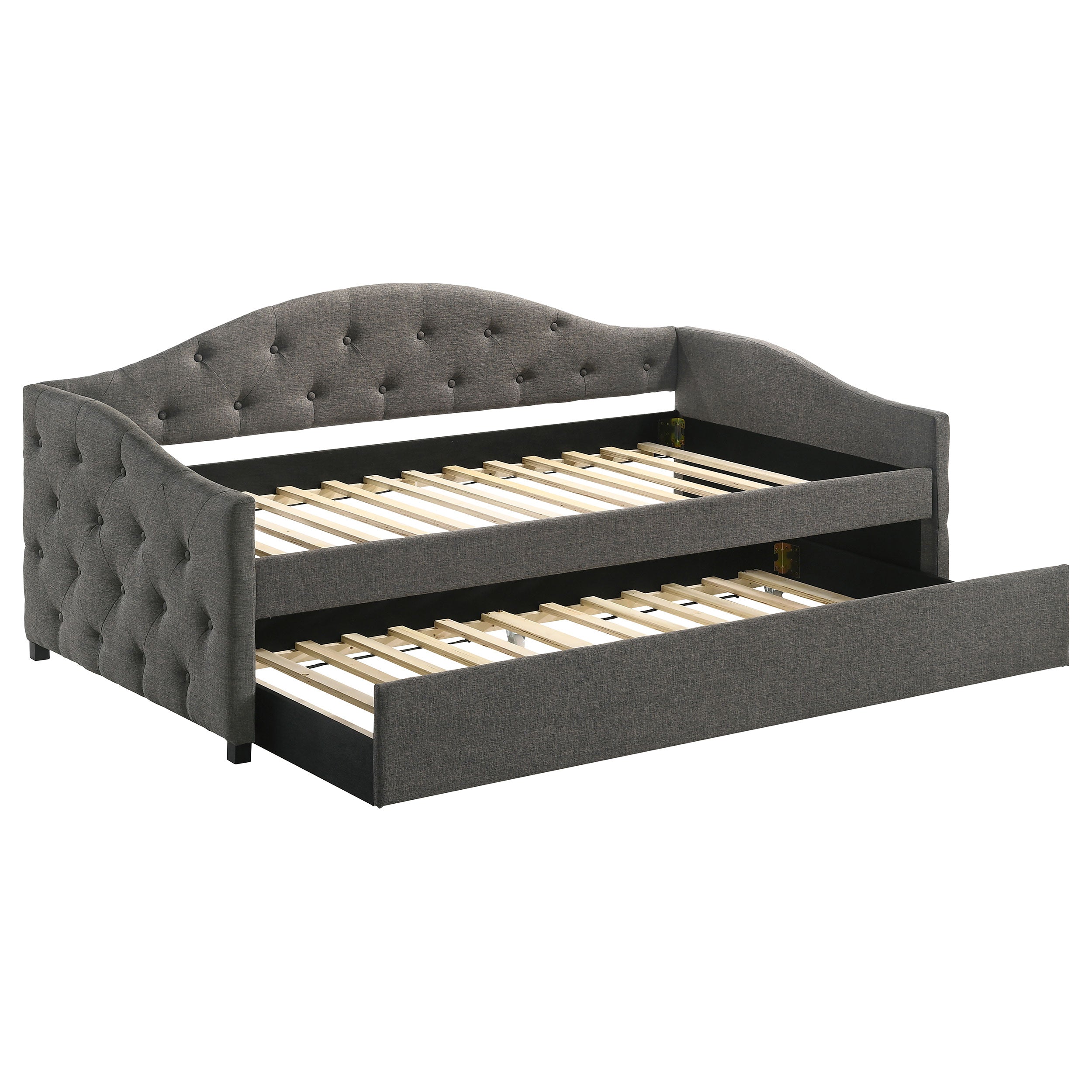 Sadie Upholstered Twin Daybed with Trundle Grey — view 1