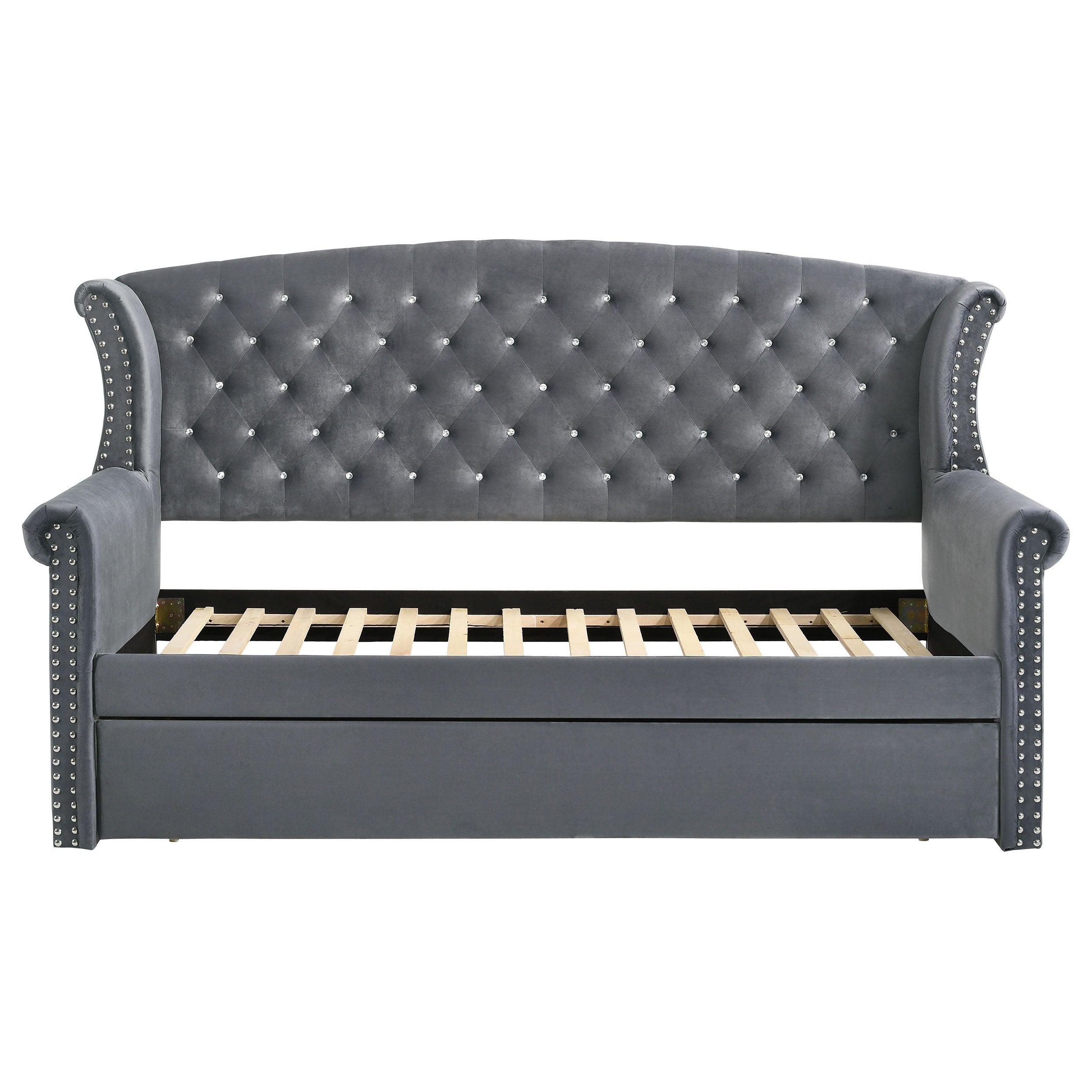 Scarlett Upholstered Twin Daybed with Trundle Grey — view 4