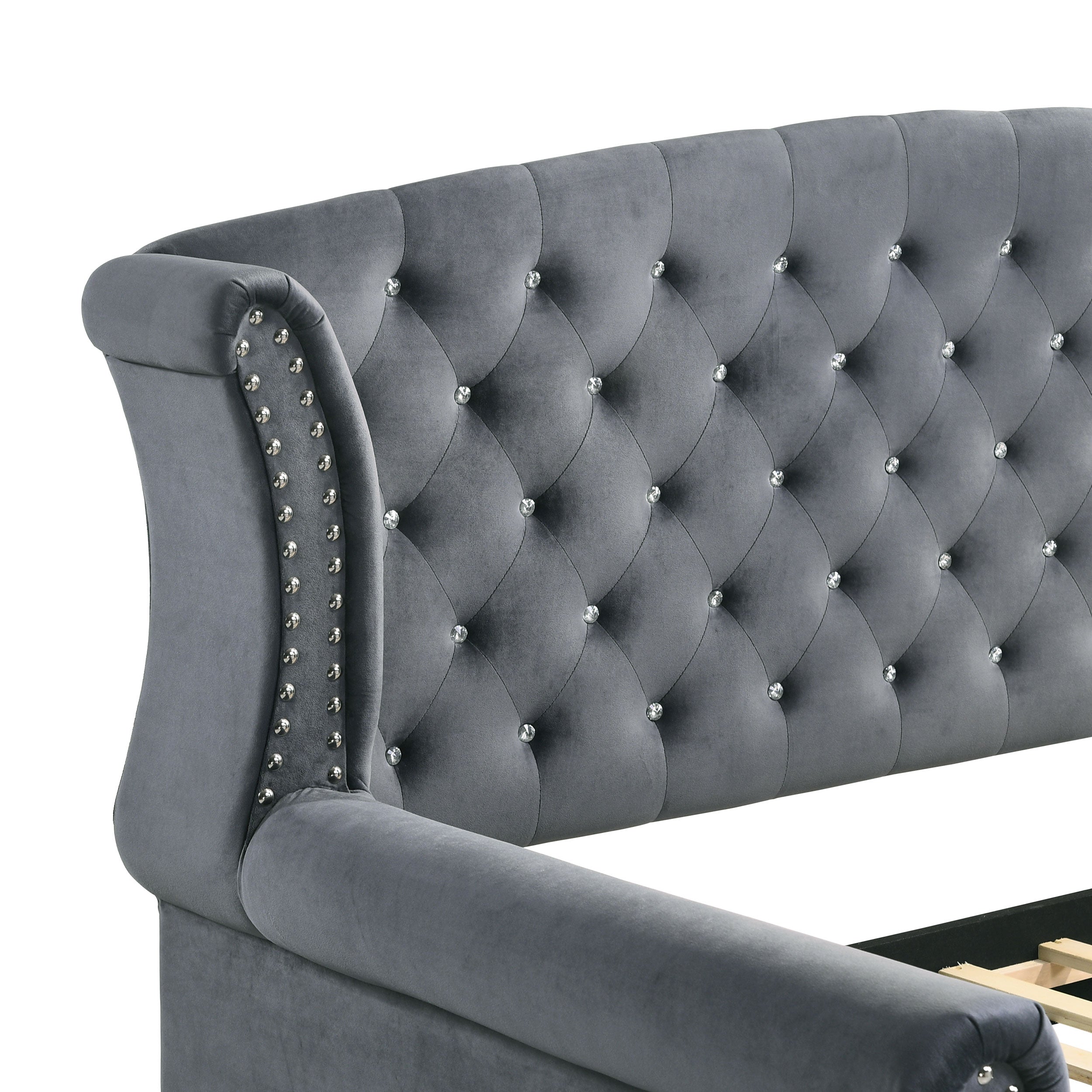 Scarlett Upholstered Twin Daybed with Trundle Grey — view 7