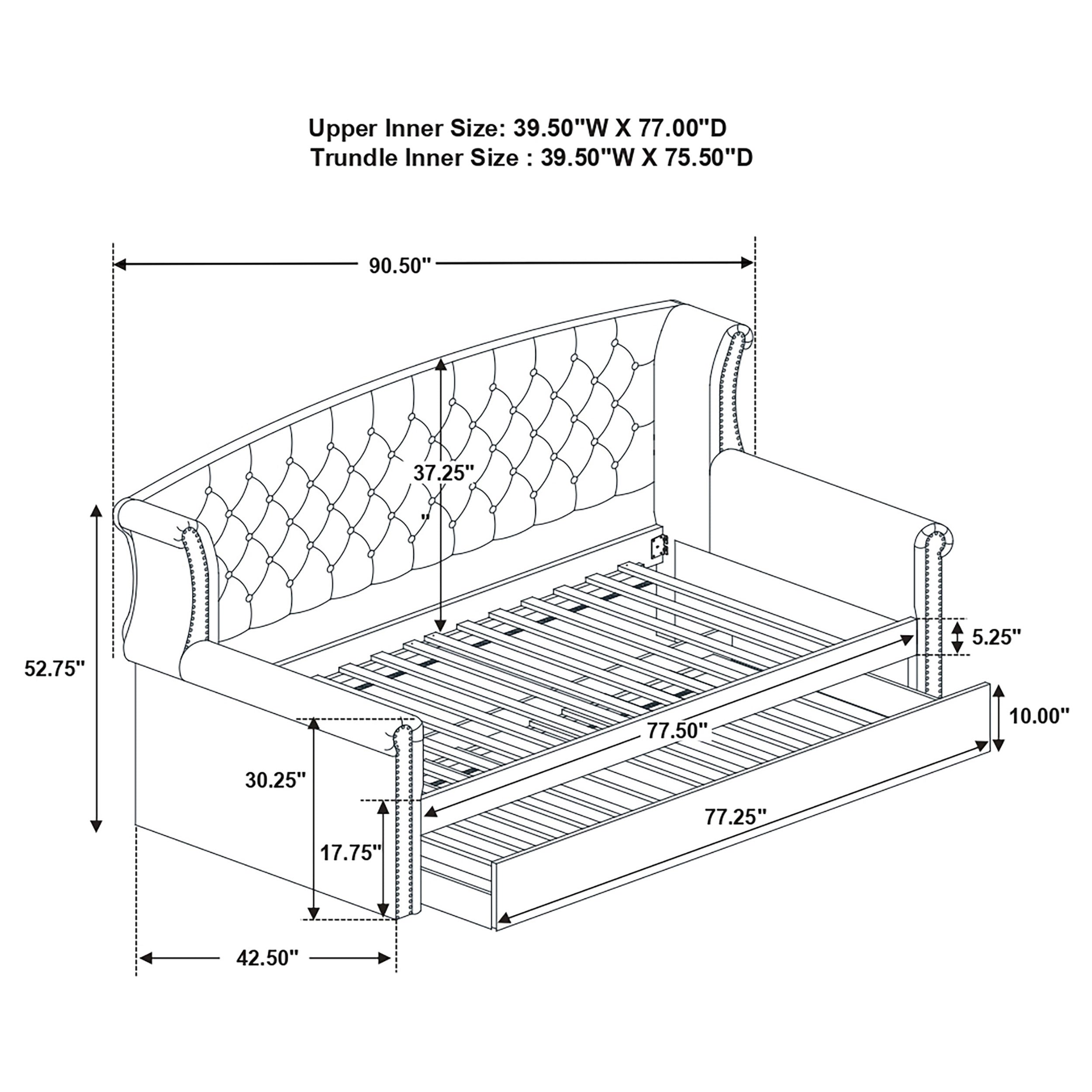 Scarlett Upholstered Twin Daybed with Trundle Grey — view 9
