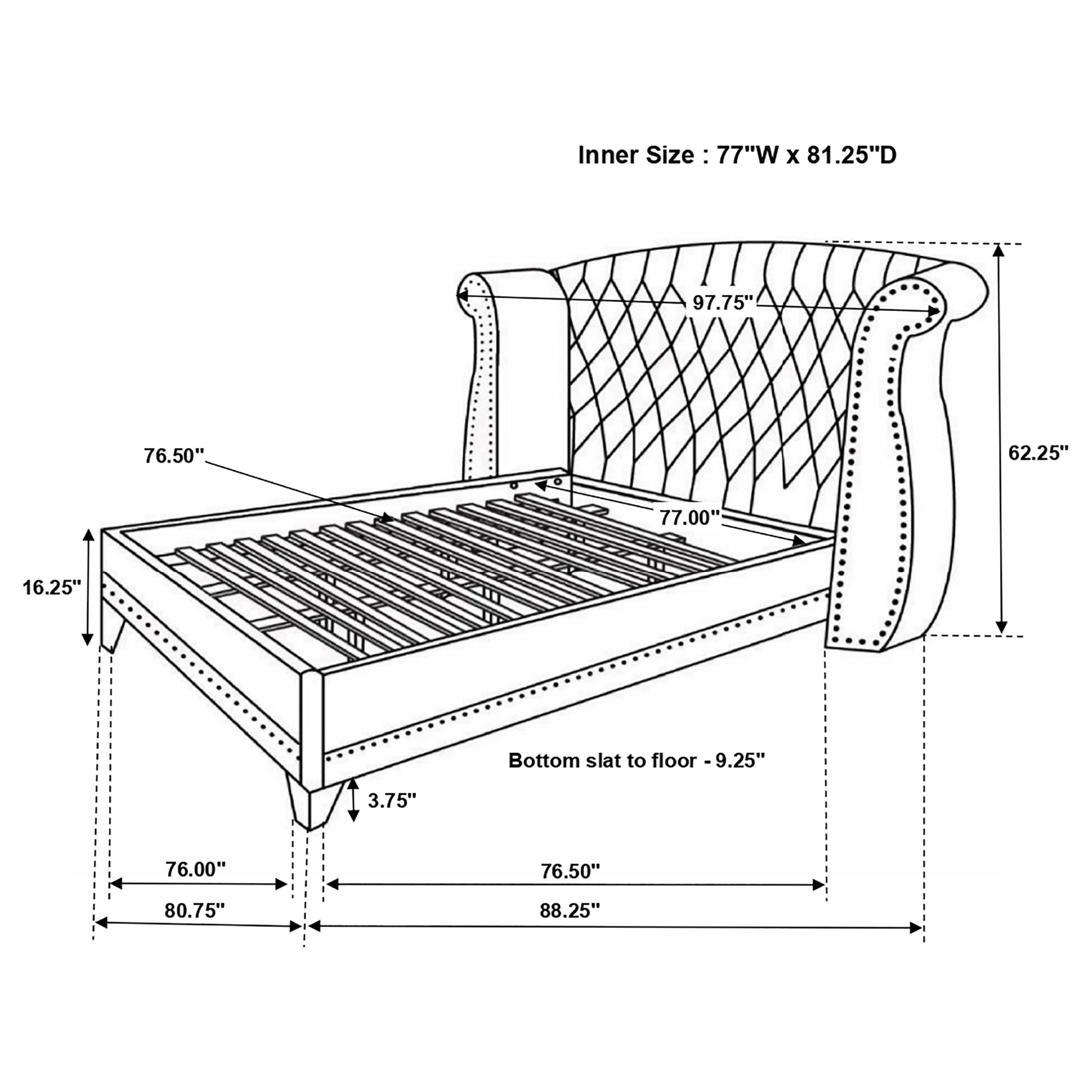 Barzini Upholstered Eastern King Wingback Bed Black — view 3