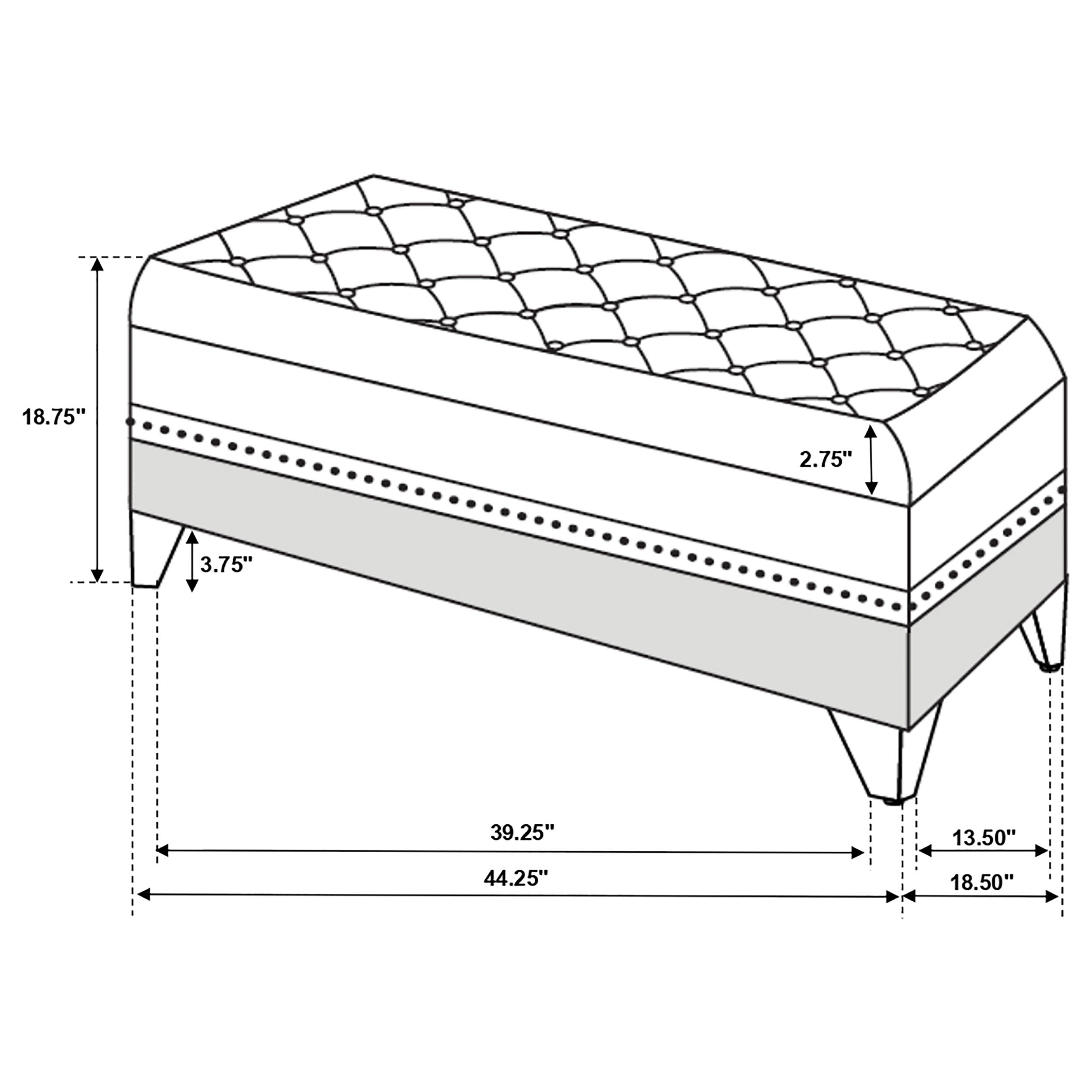 Barzini Velvet Upholstered Tufted Storage Bench Black — view 3